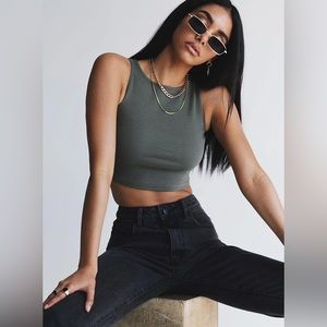 Princess Polly Darlington Crop Top in Khaki